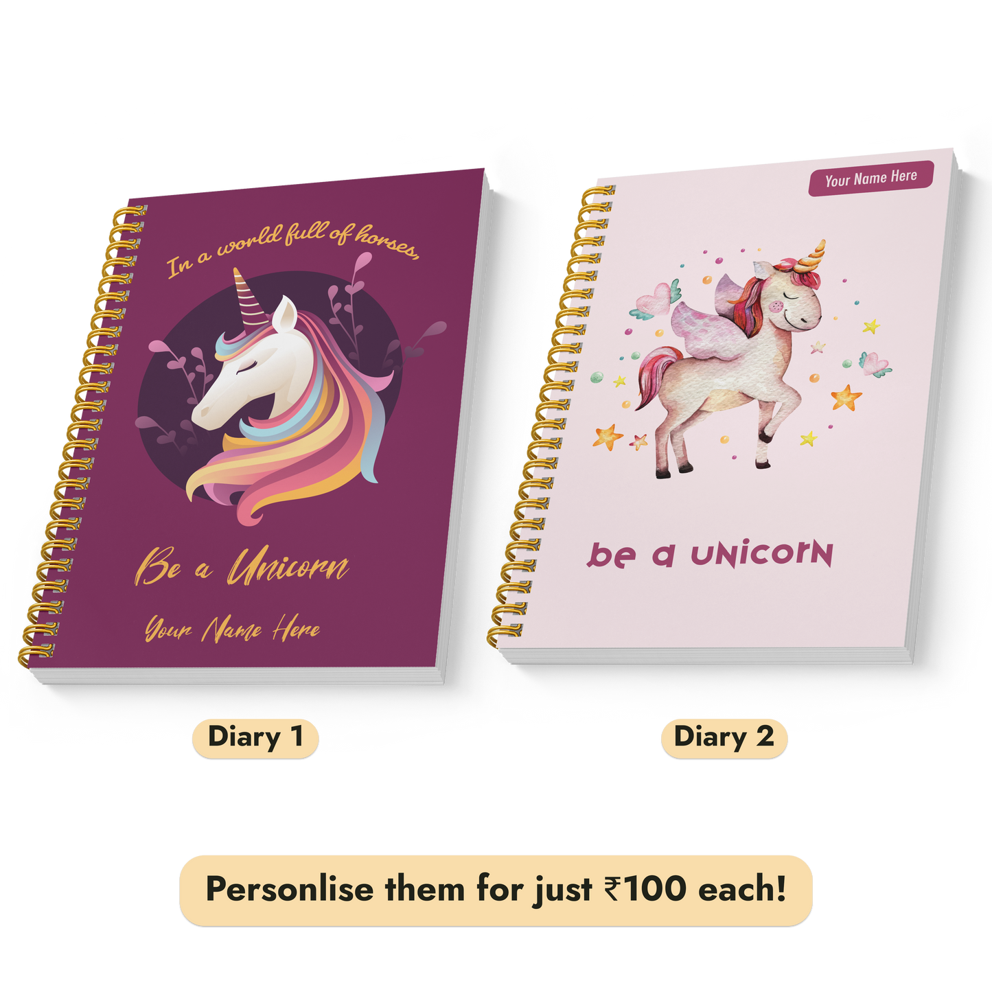 Diary Set of 2 | Design: Unicorn