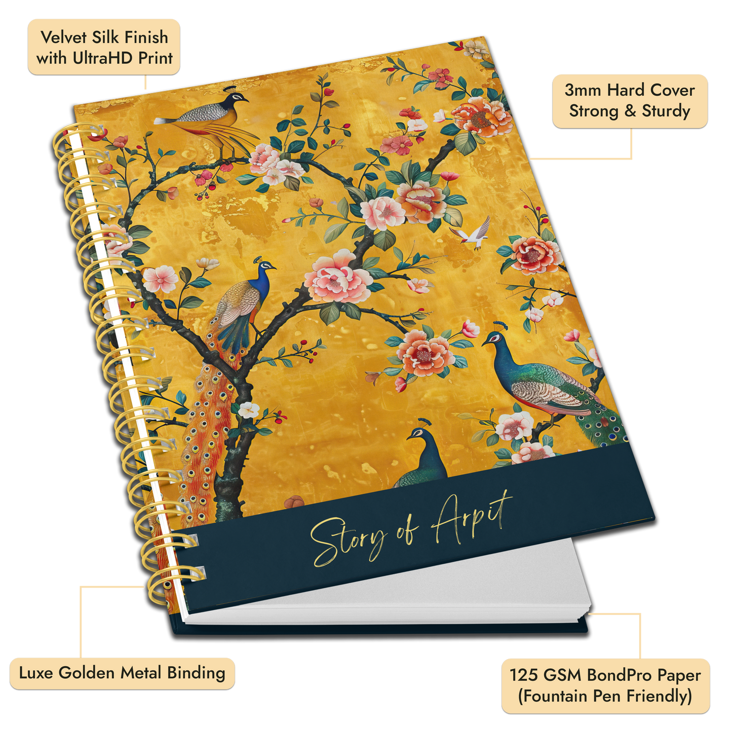 A4 HardCover Diary | Design: Peacock Art