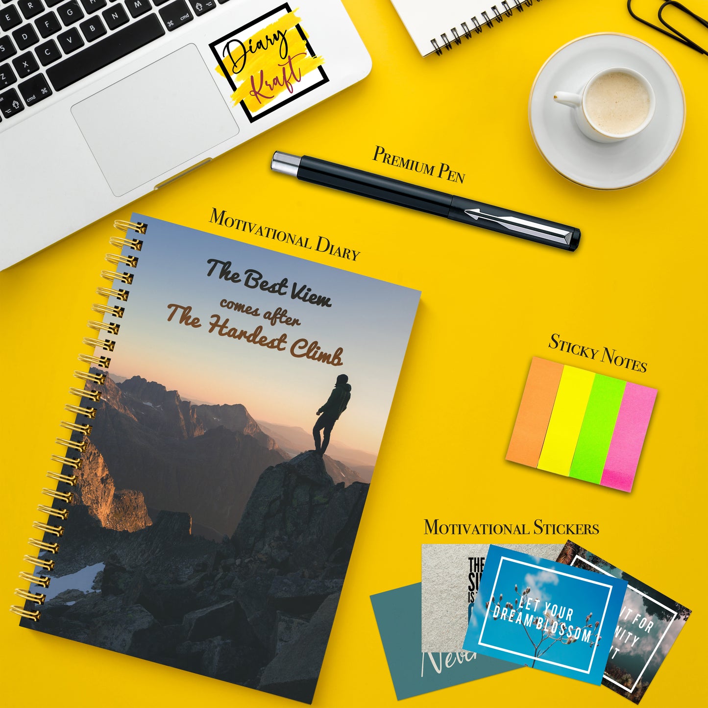 Diary Set with Planner, Pen, Sticky Notes & Stickers | Best View