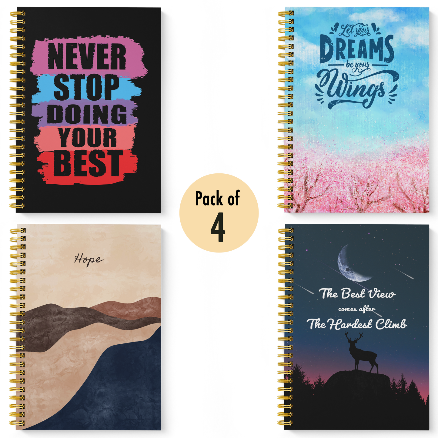 Diary Set of 4 | Design: Motivational Quotes