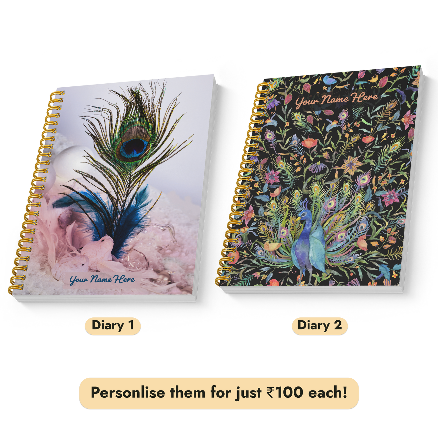 Diary Set of 2 | Design: Peacock Feather