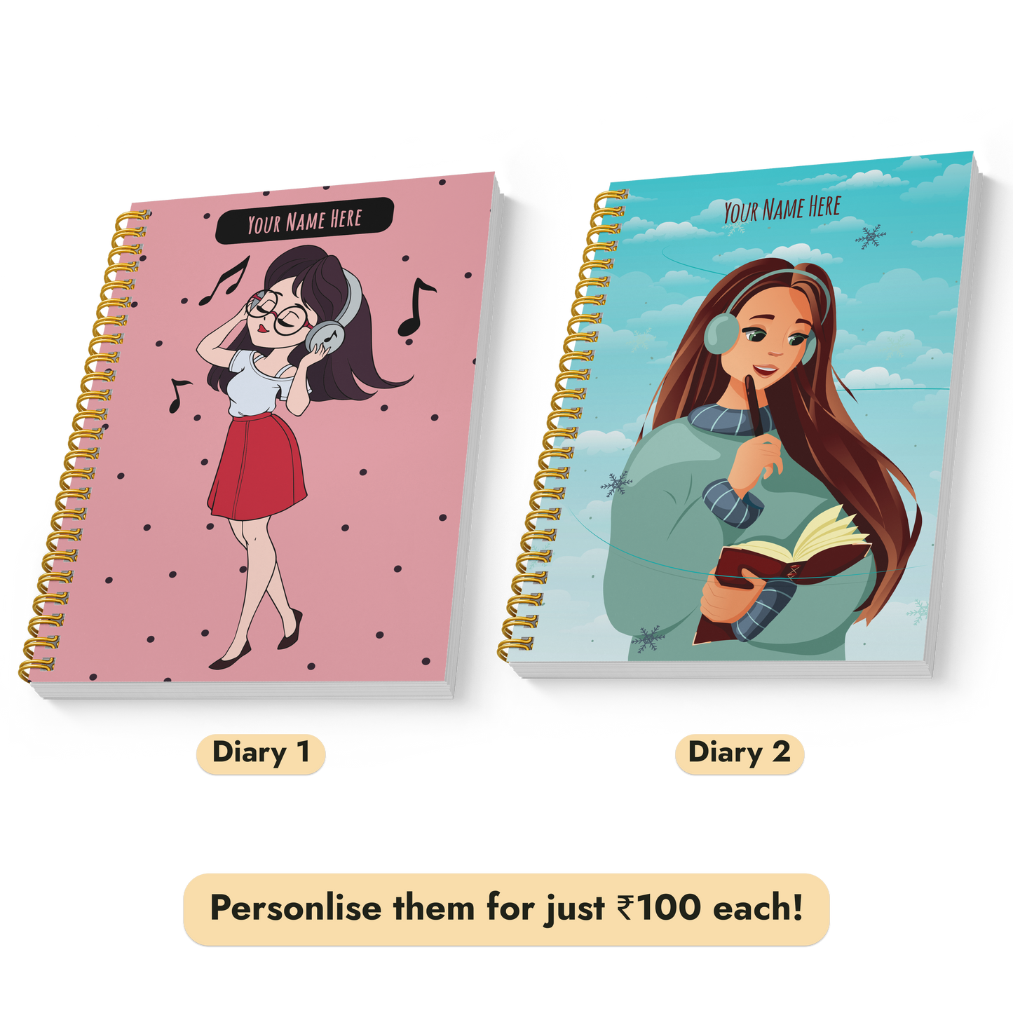 Diary Set of 2 | Design: Girl Next Door
