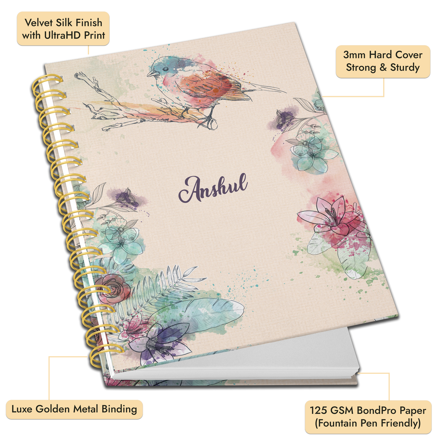 A4 HardCover Diary | Design: Bird Art