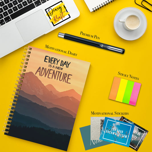 Diary Set with Planner, Pen, Sticky Notes & Stickers | New Adventure