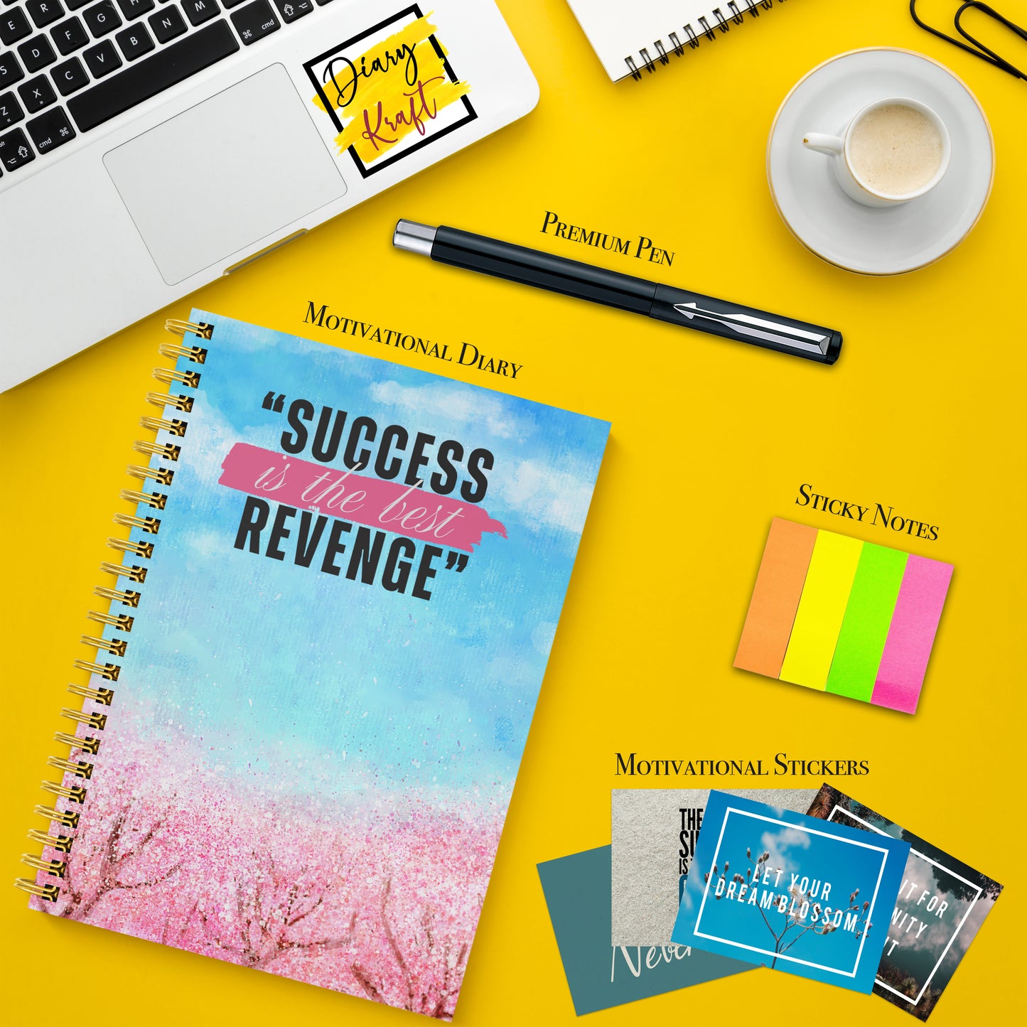 Diary Set with Planner, Pen, Sticky Notes & Stickers | Success