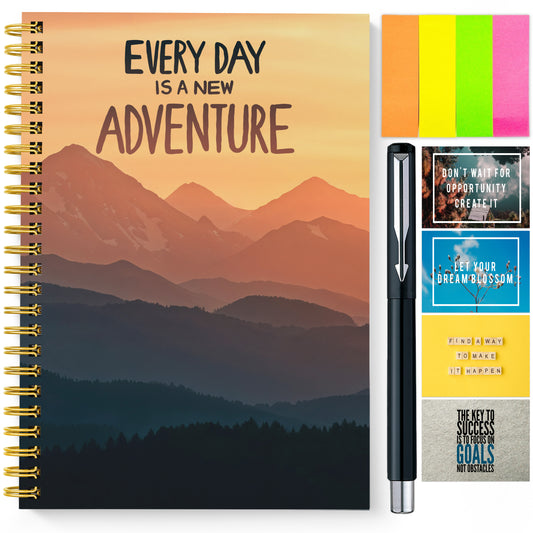 Diary Set with Planner, Pen, Sticky Notes & Stickers | New Adventure