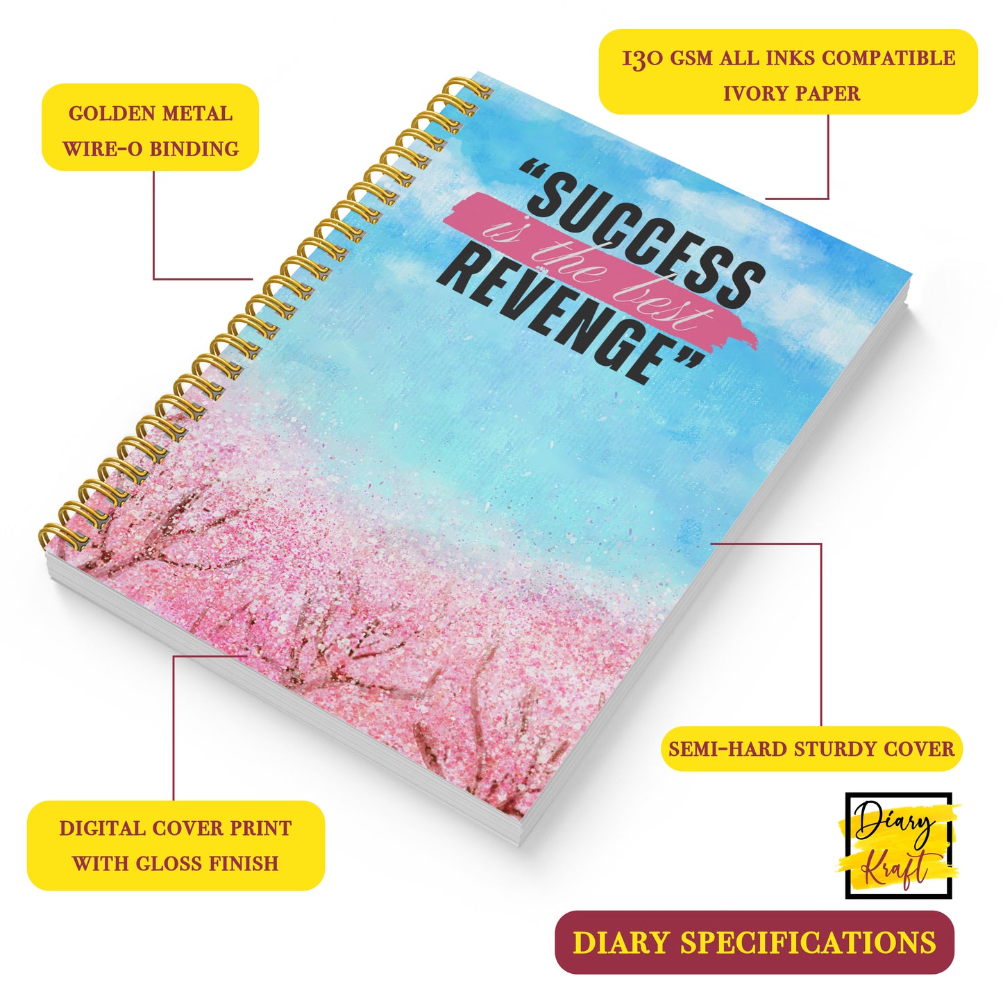 Diary Set with Planner, Pen, Sticky Notes & Stickers | Success